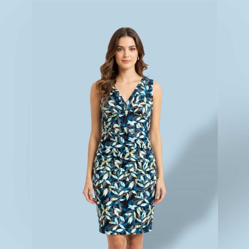 Leaf Patterned Sleeveless Dress